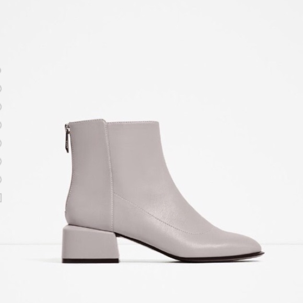 Zara TRF cube heel ankle boots (light grey) - Picture 5 of 12